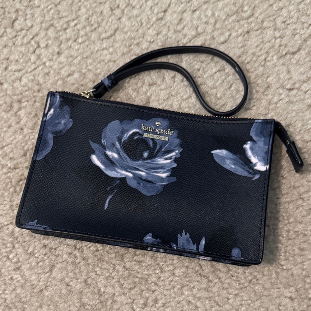 Kate Spade Midnight Blue Floral Wristlet